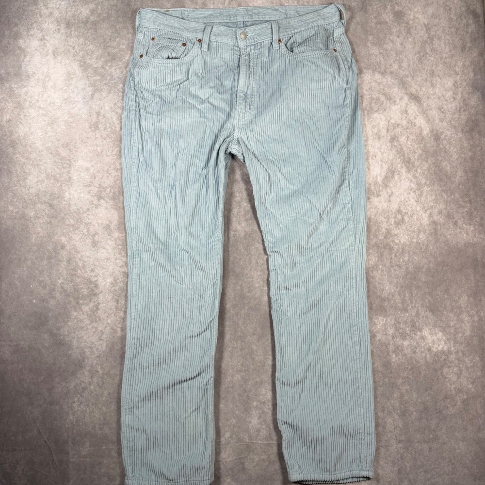 Levis 514 Straight Leg Corduroy Pants Light Blue Mens 38x30 Cotton Casual